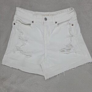 American‎ Eagle Outfitters Mom Shorts Womens 2 White Distressed Denim Stretch